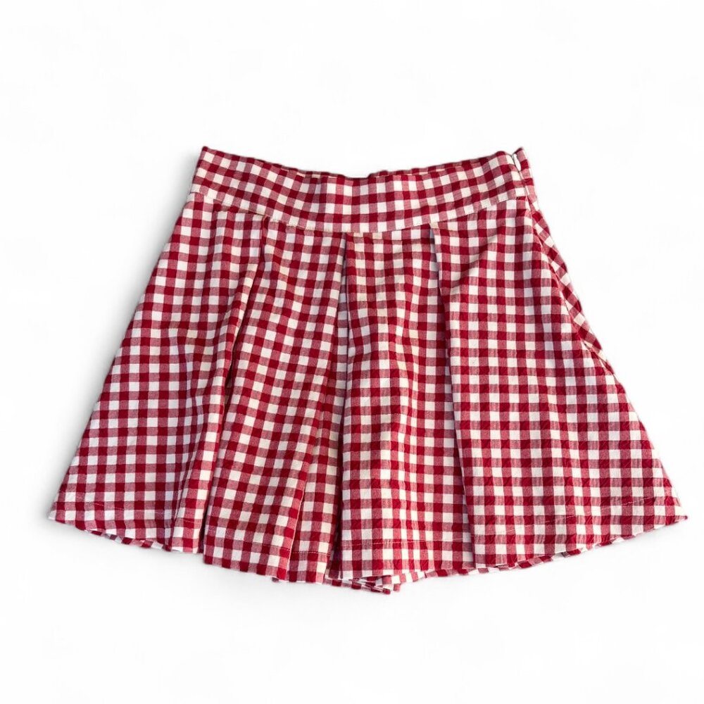 ZARA Gingham Pleated Skort Red & White Check Size S - Picture 3 of 11